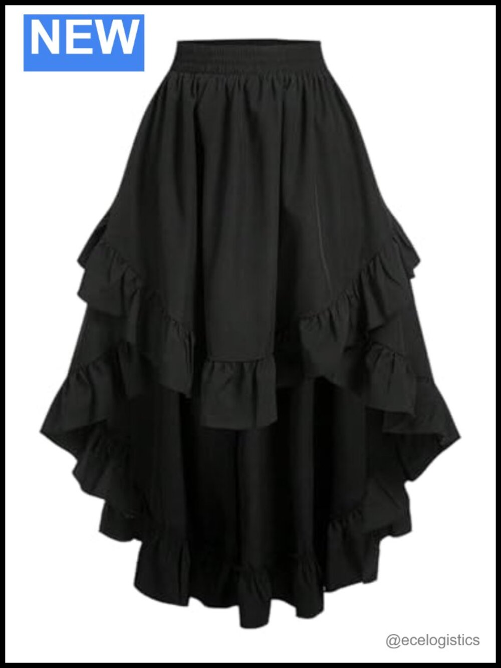 Plus Size Ruffle Elastic Waist Asymmetrical Midi Skirt